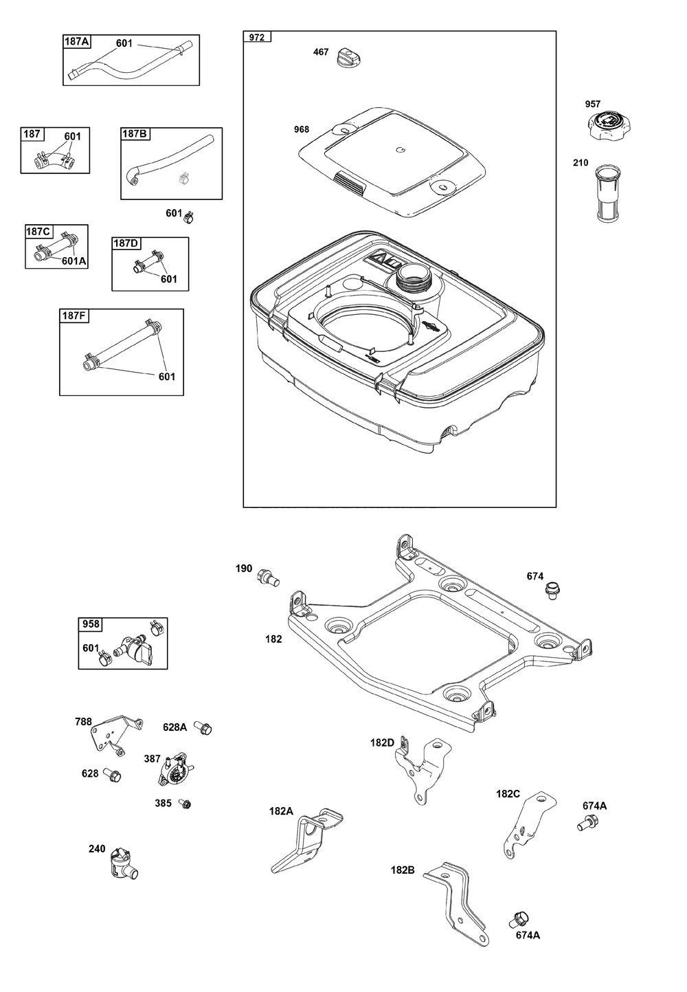 Fuel Supply Group Diagram and Parts List for 305447-0634-H5 200000 - 399999 Briggs and Stratton Engine